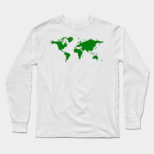 Pixel World, Green Long Sleeve T-Shirt